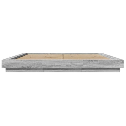 vidaXL Bed Frame with LED Lights without Mattress Grey Sonoma 200x200cm