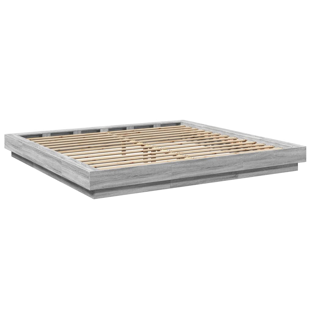 vidaXL Bed Frame with LED Lights without Mattress Grey Sonoma 200x200cm