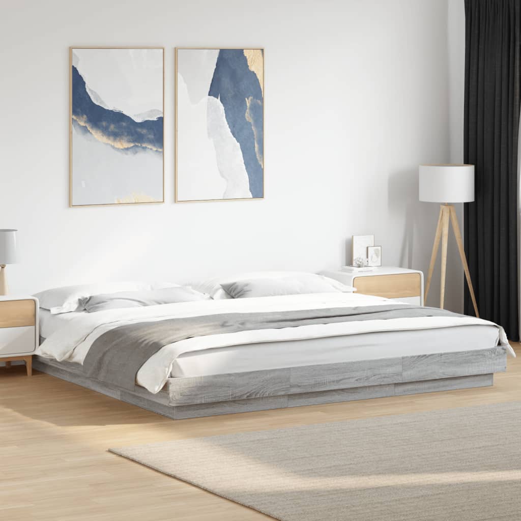 vidaXL Bed Frame with LED Lights without Mattress Grey Sonoma 200x200cm