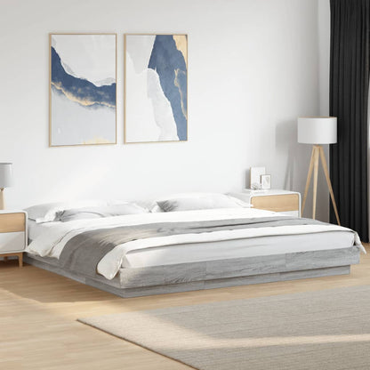 vidaXL Bed Frame with LED Lights without Mattress Grey Sonoma 200x200cm