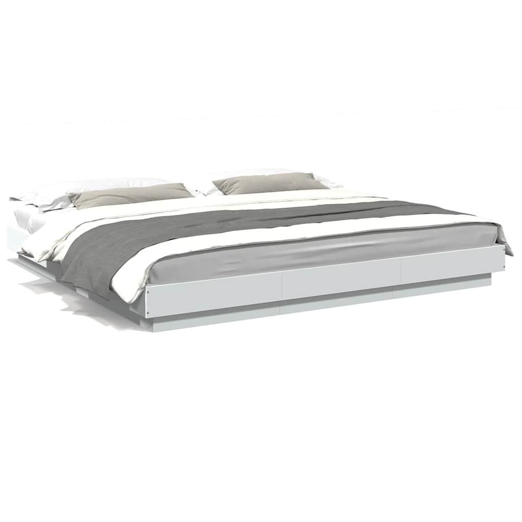 vidaXL Bed Frame with LED Lights without Mattress White 180x200cm