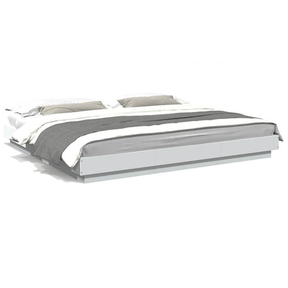 vidaXL Bed Frame with LED Lights without Mattress White 180x200cm