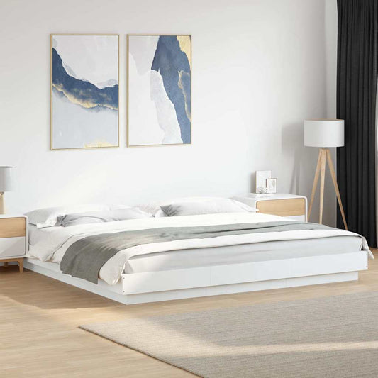 vidaXL Bed Frame with LED Lights without Mattress White 180x200cm