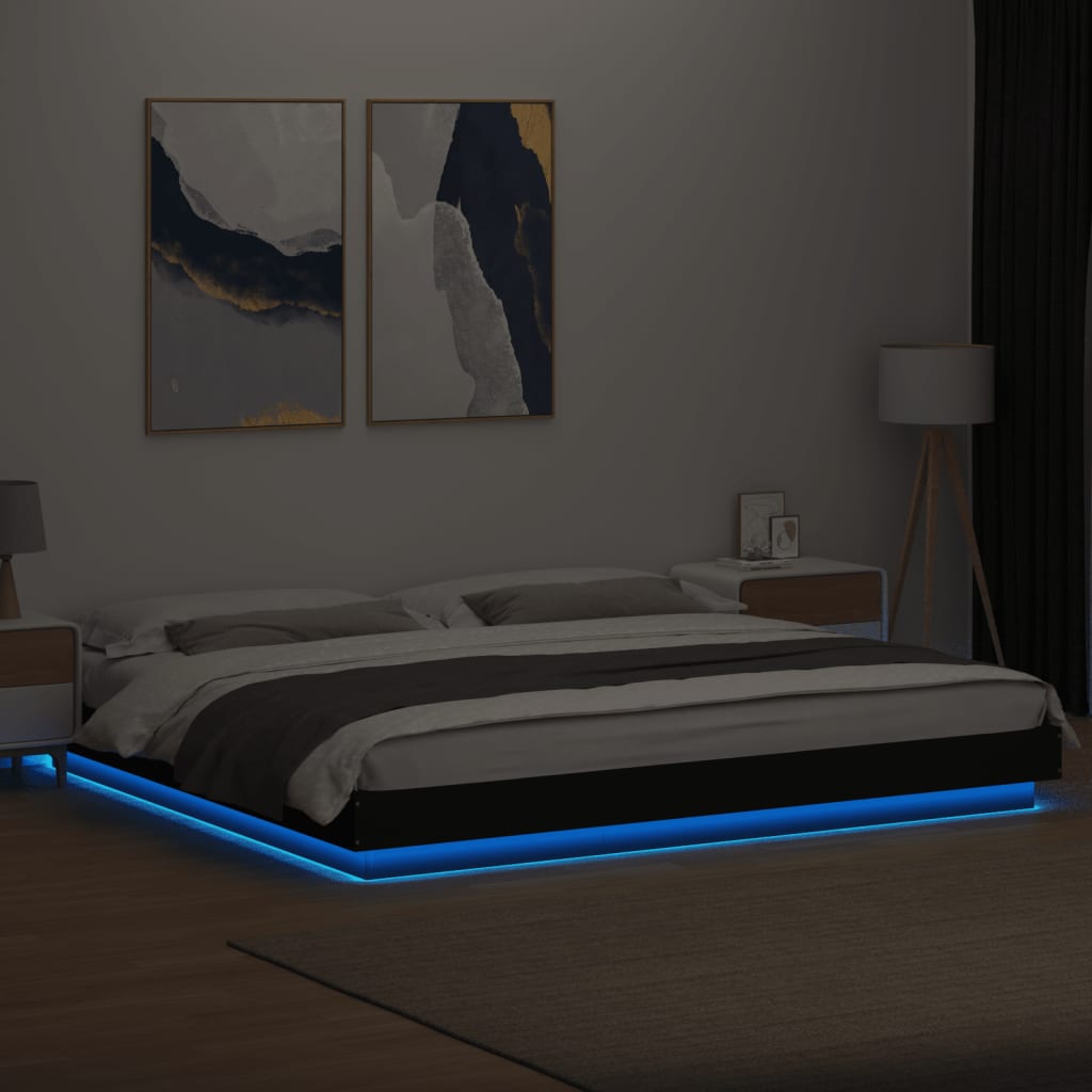 vidaXL Bed Frame with LED Lights without Mattress Black 180x200cm