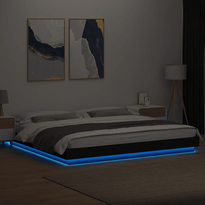 vidaXL Bed Frame with LED Lights without Mattress Black 180x200cm