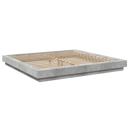 vidaXL Bed Frame with LED Lights without Mattress Concrete Grey 180x200cm