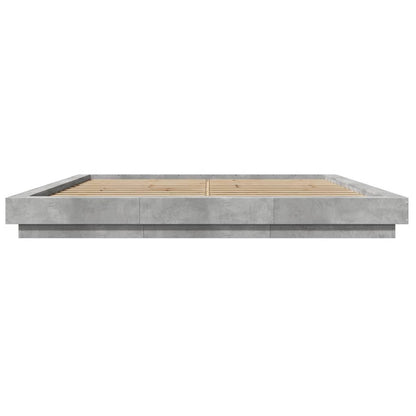 vidaXL Bed Frame with LED Lights without Mattress Concrete Grey 180x200cm
