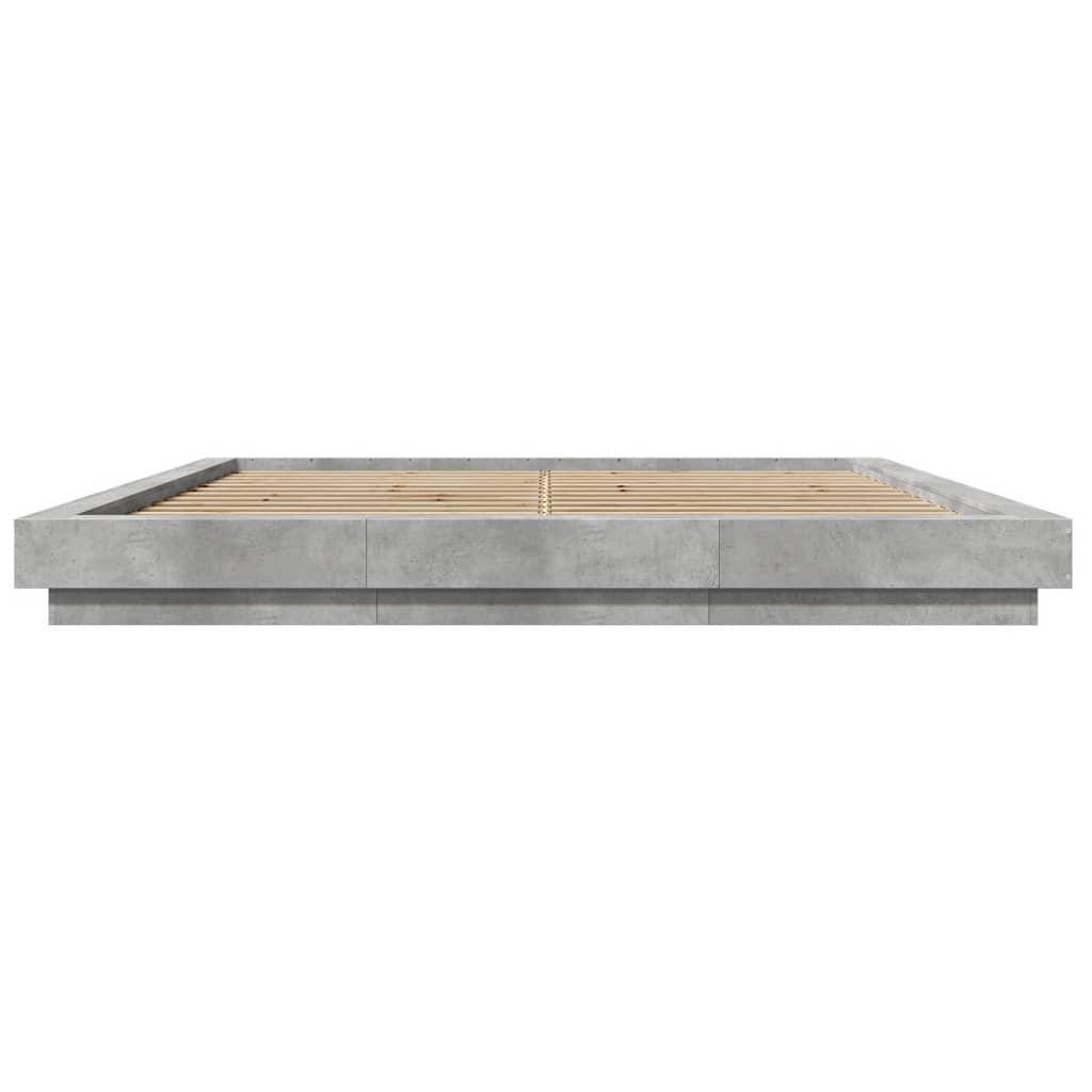 vidaXL Bed Frame with LED Lights without Mattress Concrete Grey 180x200cm