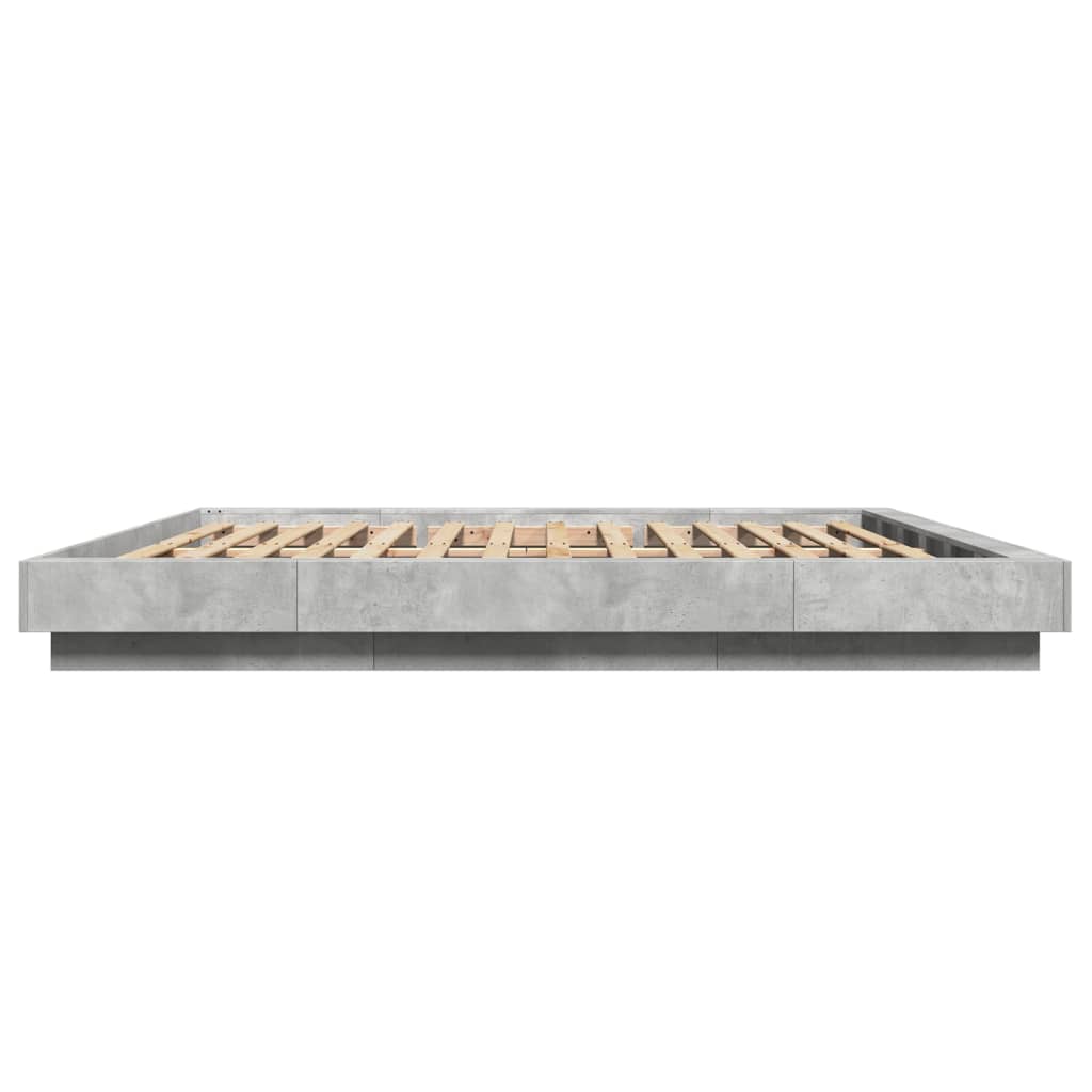 vidaXL Bed Frame with LED Lights without Mattress Concrete Grey 180x200cm