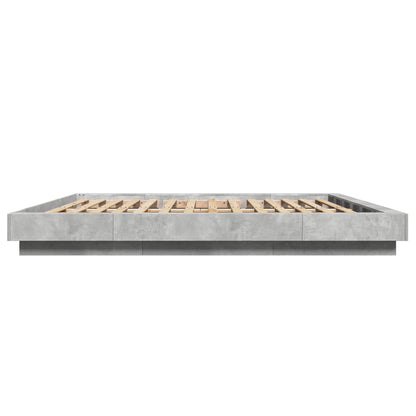 vidaXL Bed Frame with LED Lights without Mattress Concrete Grey 180x200cm