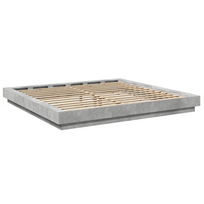 vidaXL Bed Frame with LED Lights without Mattress Concrete Grey 180x200cm