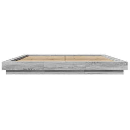 vidaXL Bed Frame with LED Lights without Mattress Grey Sonoma 180x200cm