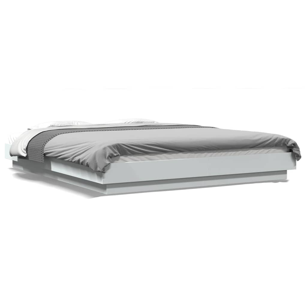 vidaXL Bed Frame with LED Lights without Mattress White 160x200cm