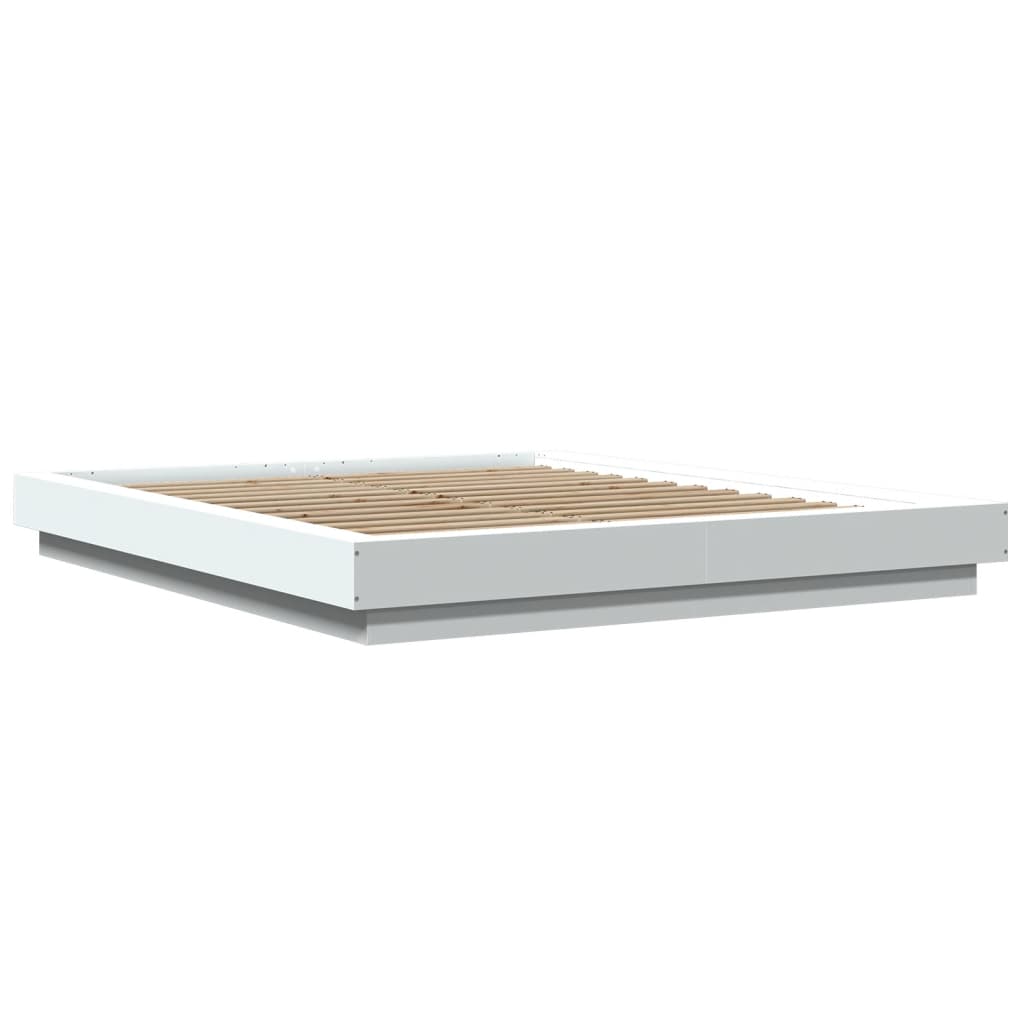 vidaXL Bed Frame with LED Lights without Mattress White 160x200cm