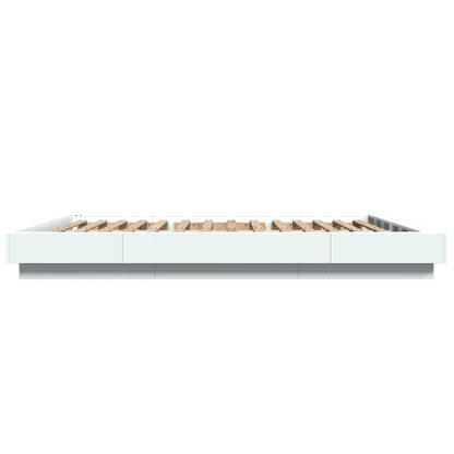 vidaXL Bed Frame with LED Lights without Mattress White 160x200cm