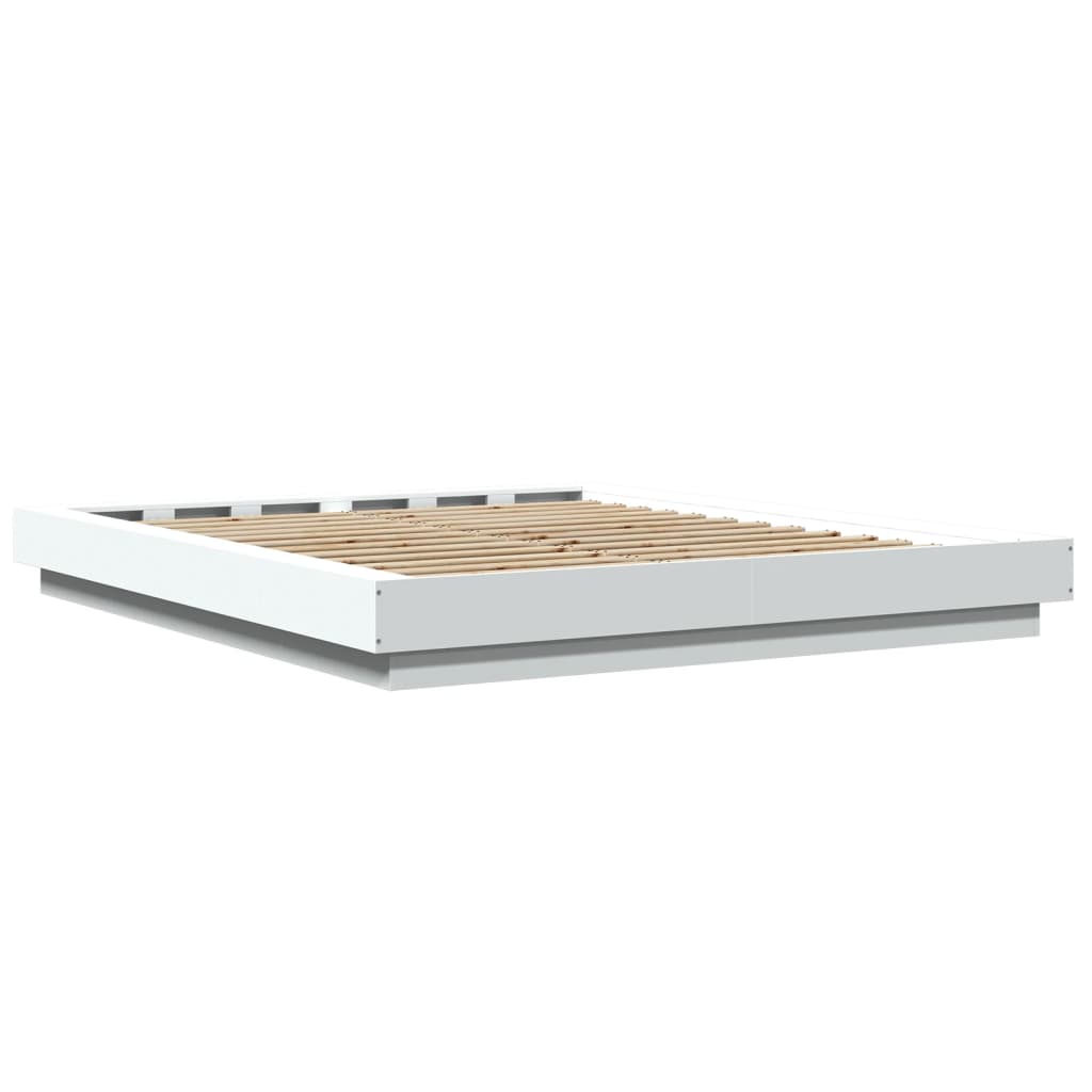 vidaXL Bed Frame with LED Lights without Mattress White 160x200cm