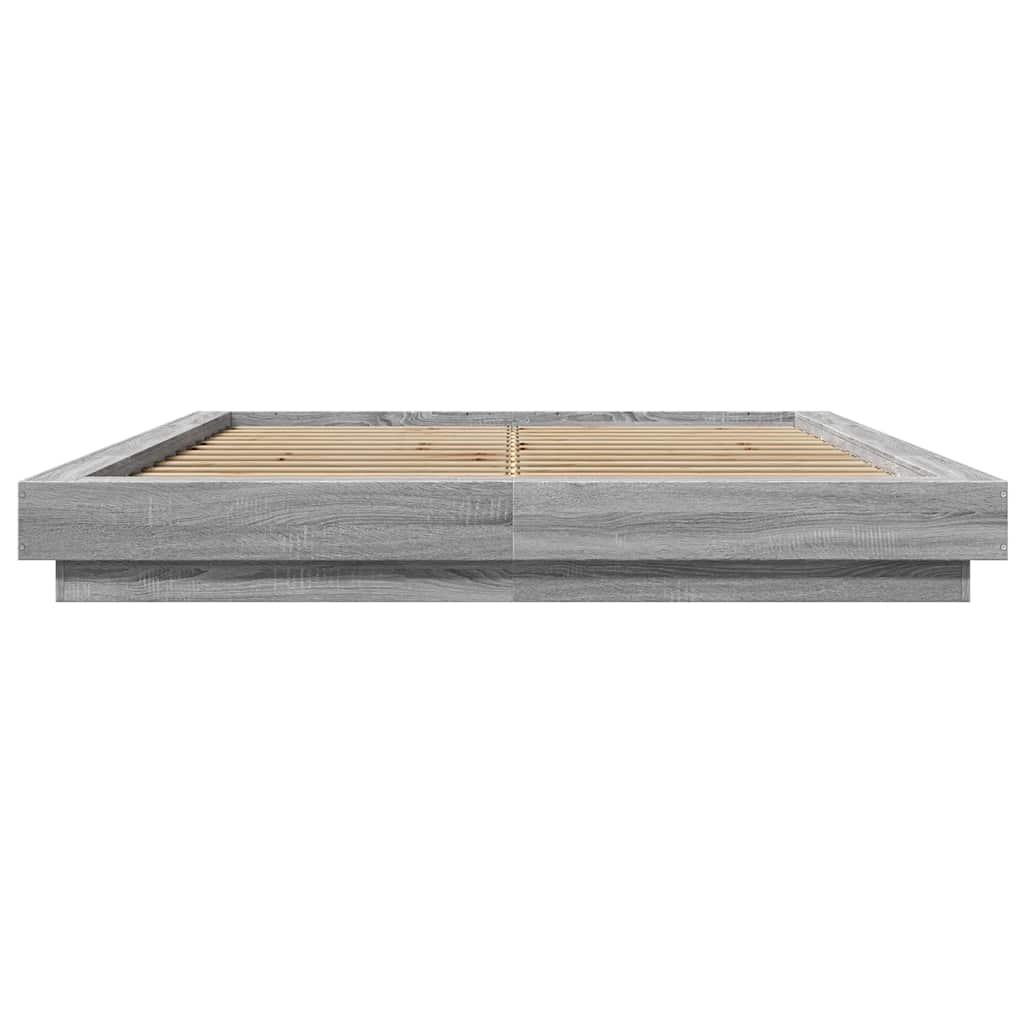 vidaXL Bed Frame with LED Lights without Mattress Grey Sonoma 160x200cm
