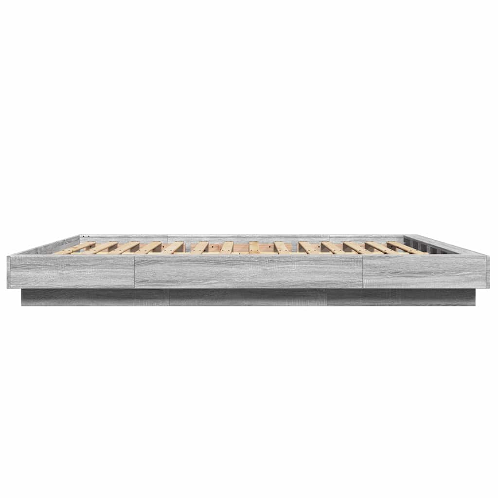 vidaXL Bed Frame with LED Lights without Mattress Grey Sonoma 160x200cm