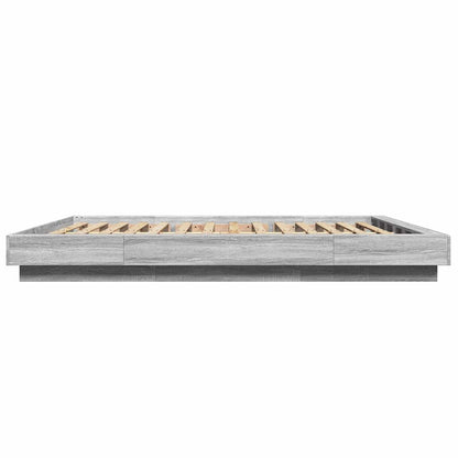 vidaXL Bed Frame with LED Lights without Mattress Grey Sonoma 160x200cm