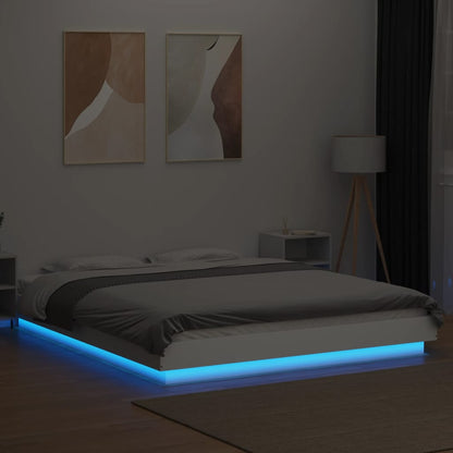 vidaXL Bed Frame with LED Lights without Mattress White 150x200cm