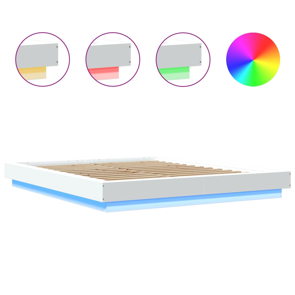 vidaXL Bed Frame with LED Lights without Mattress White 150x200cm