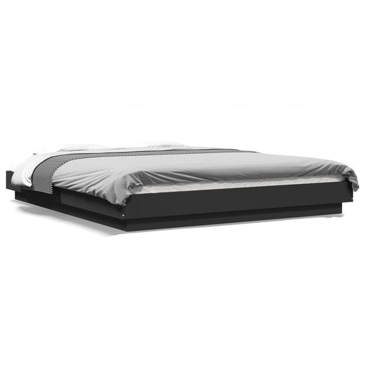 vidaXL Bed Frame with LED Lights without Mattress Black 150x200cm