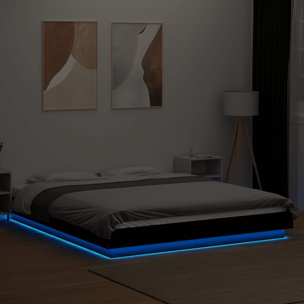 vidaXL Bed Frame with LED Lights without Mattress Black 150x200cm