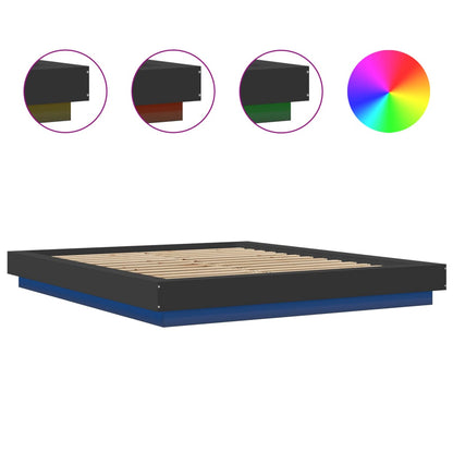 vidaXL Bed Frame with LED Lights without Mattress Black 150x200cm