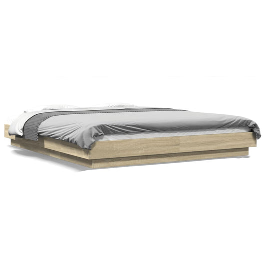 vidaXL Bed Frame with LED Lights without Mattress Sonoma Oak 150x200cm