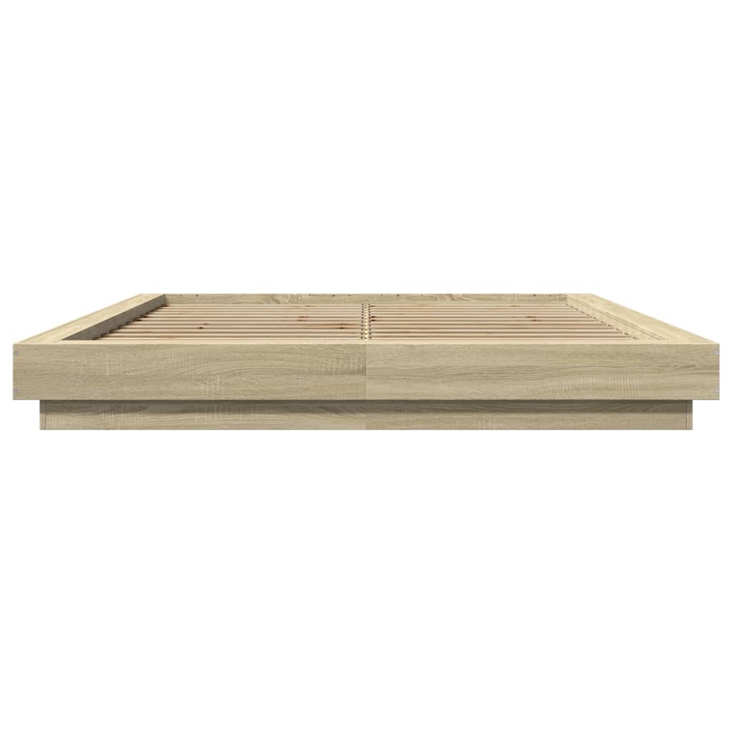 vidaXL Bed Frame with LED Lights without Mattress Sonoma Oak 150x200cm
