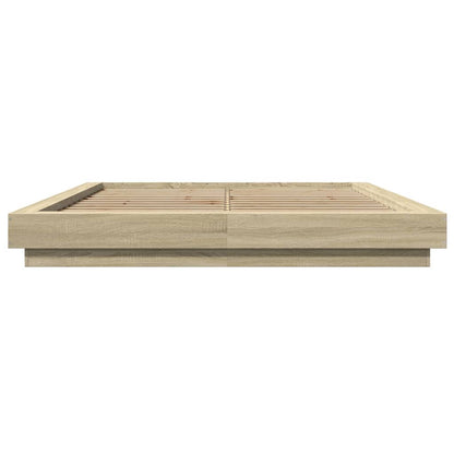 vidaXL Bed Frame with LED Lights without Mattress Sonoma Oak 150x200cm