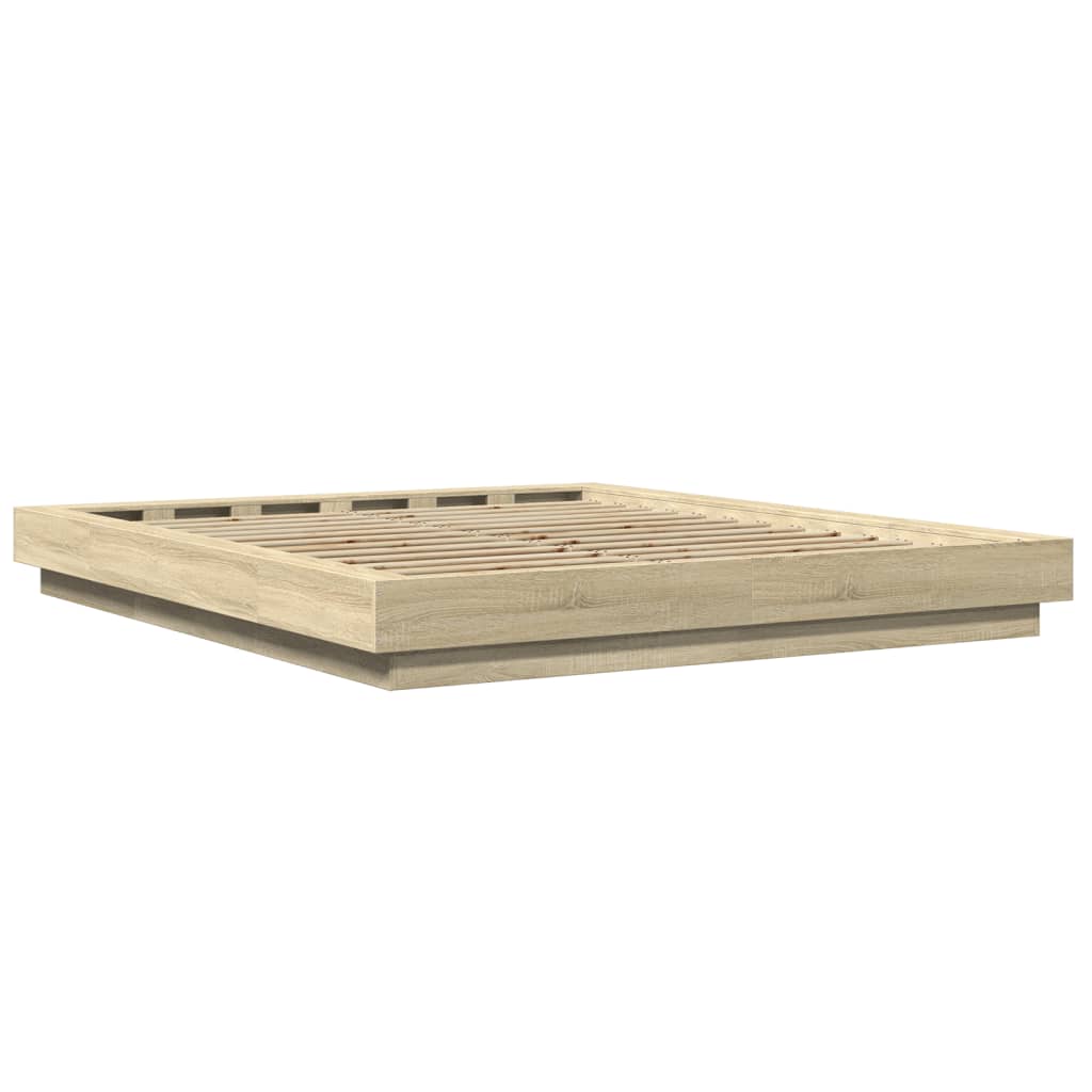 vidaXL Bed Frame with LED Lights without Mattress Sonoma Oak 150x200cm