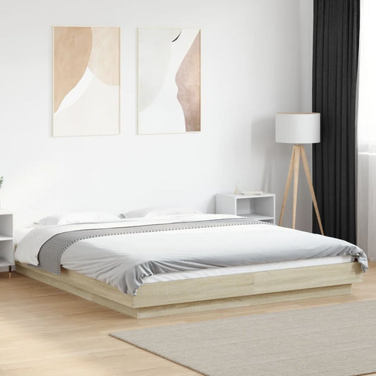 vidaXL Bed Frame with LED Lights without Mattress Sonoma Oak 150x200cm