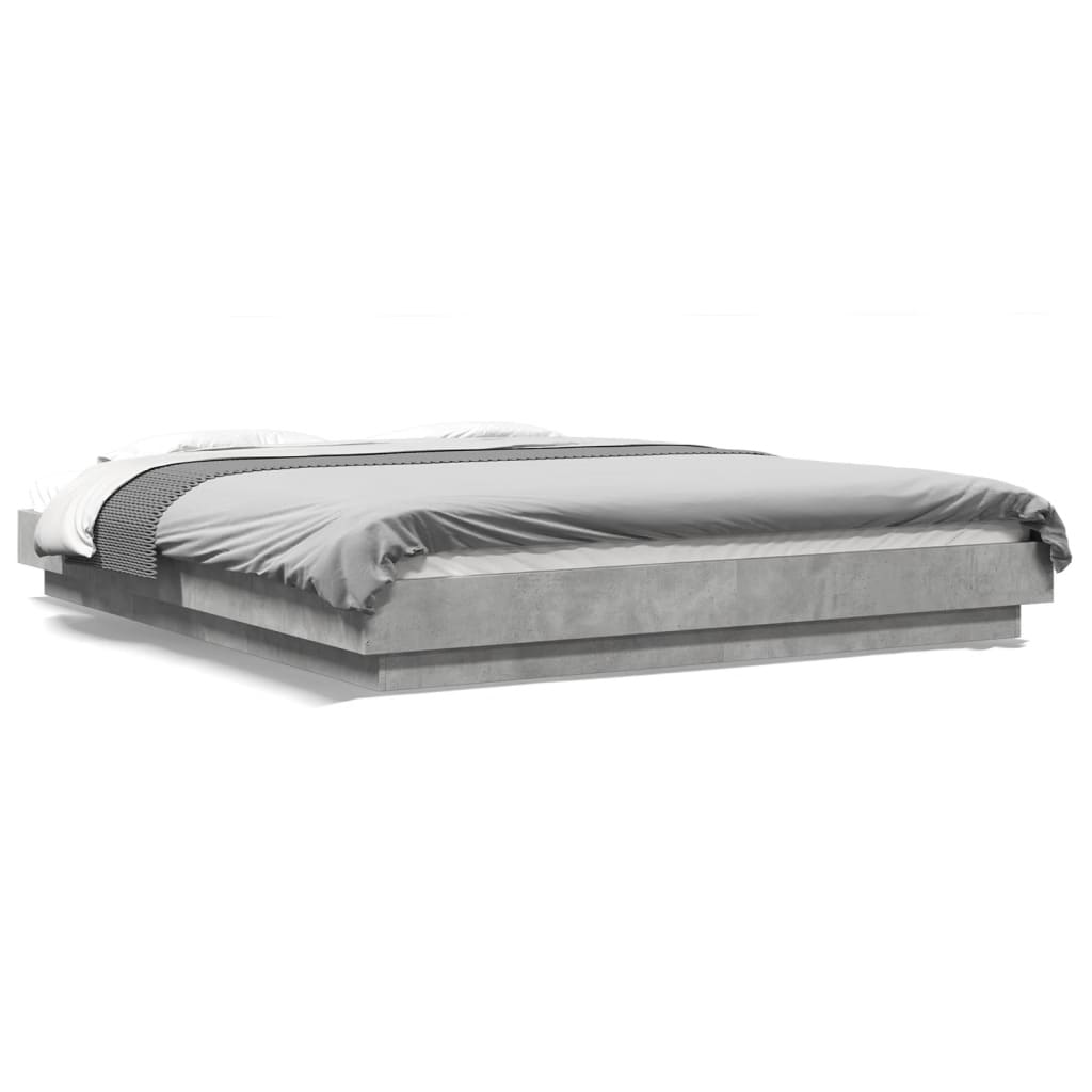 vidaXL Bed Frame with LED Lights without Mattress Concrete Grey 150x200cm