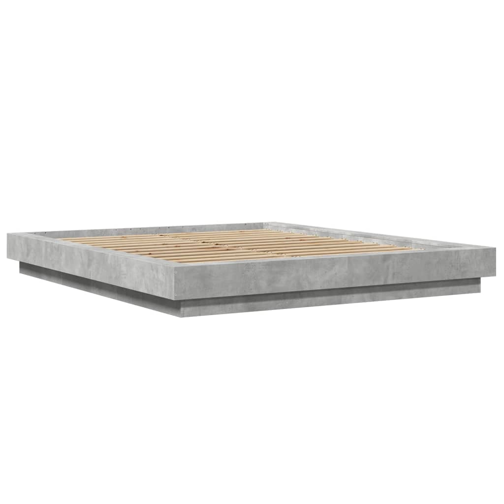 vidaXL Bed Frame with LED Lights without Mattress Concrete Grey 150x200cm