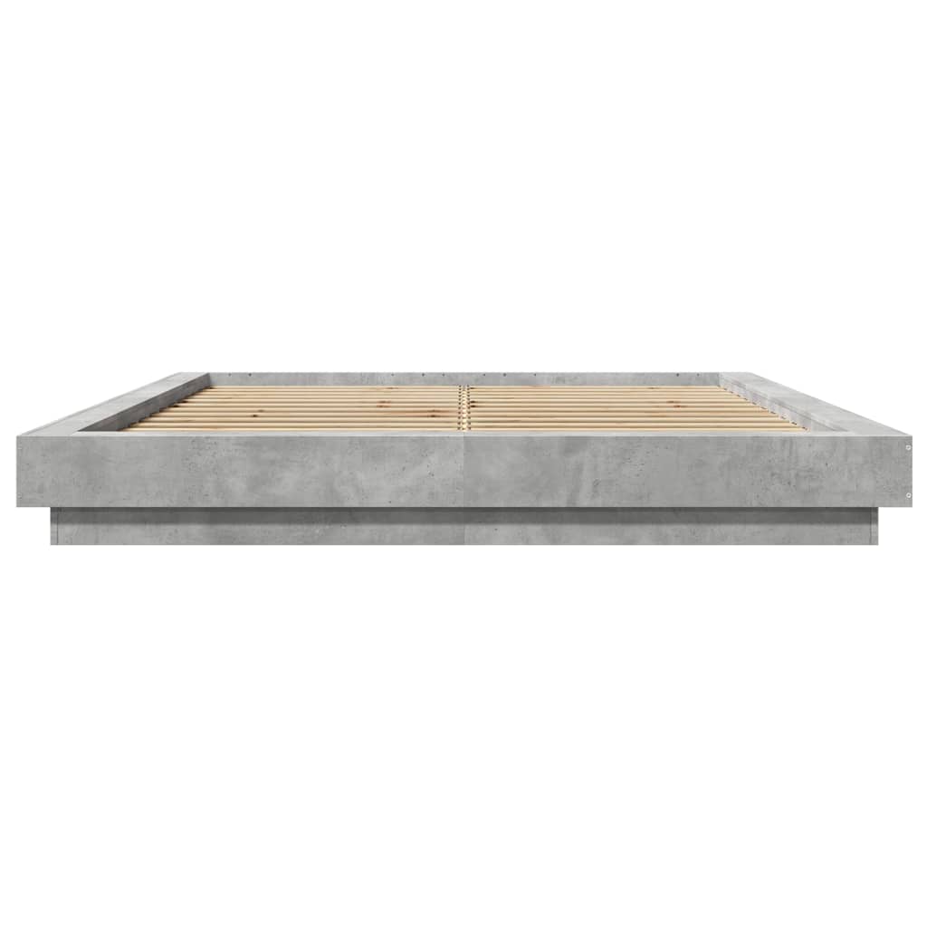 vidaXL Bed Frame with LED Lights without Mattress Concrete Grey 150x200cm