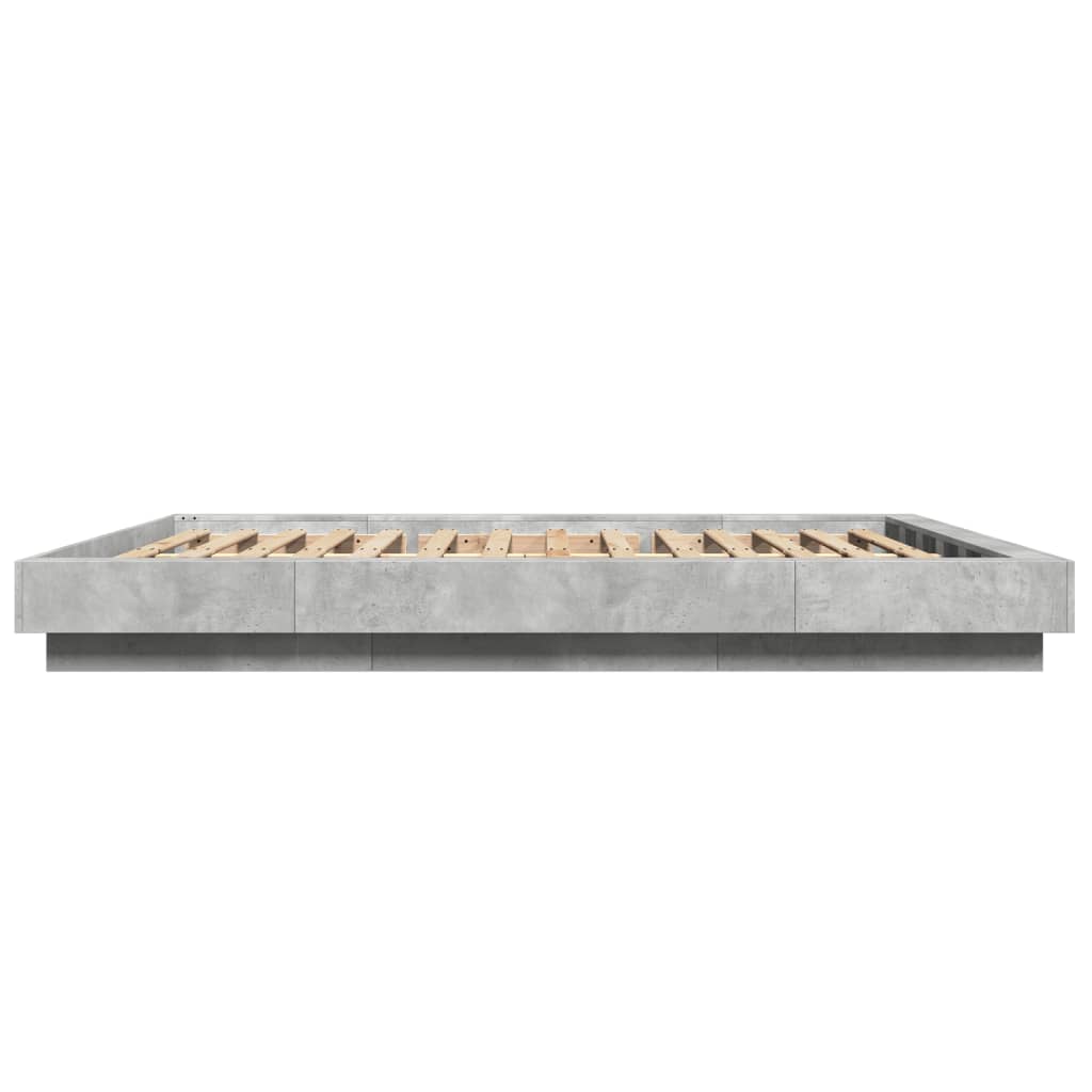 vidaXL Bed Frame with LED Lights without Mattress Concrete Grey 150x200cm