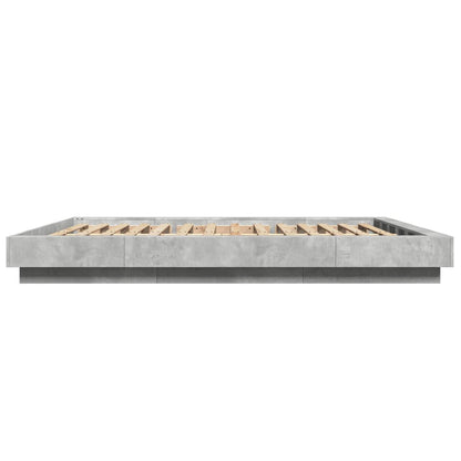 vidaXL Bed Frame with LED Lights without Mattress Concrete Grey 150x200cm