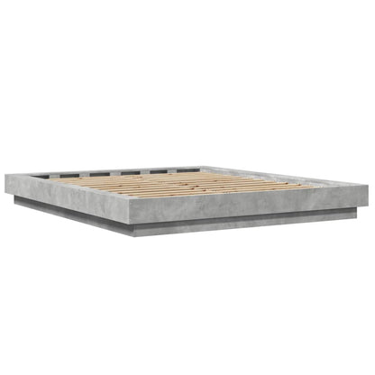 vidaXL Bed Frame with LED Lights without Mattress Concrete Grey 150x200cm