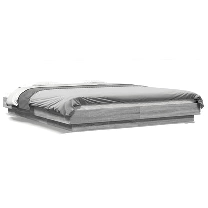 vidaXL Bed Frame with LED Lights without Mattress Grey Sonoma 150x200cm