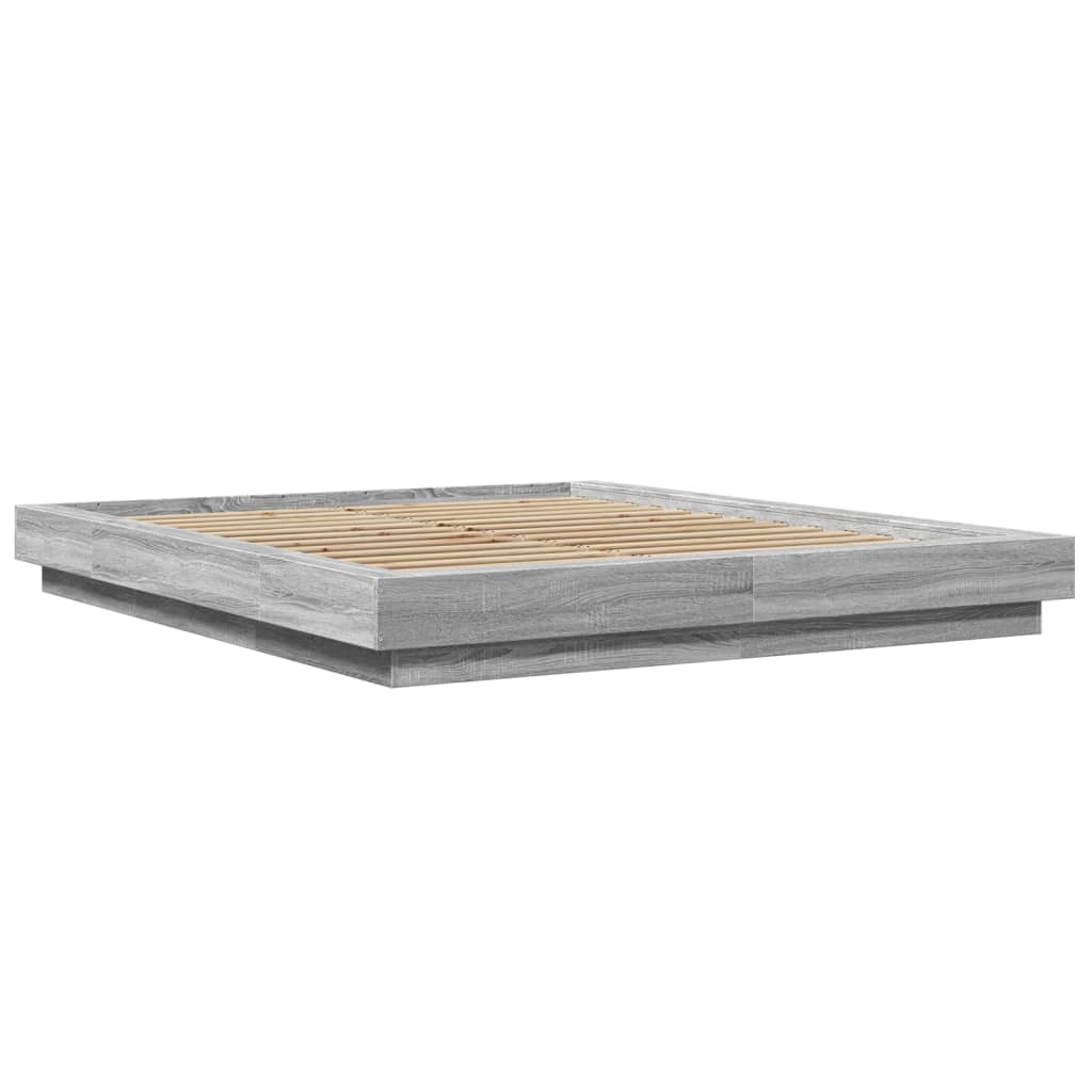 vidaXL Bed Frame with LED Lights without Mattress Grey Sonoma 150x200cm