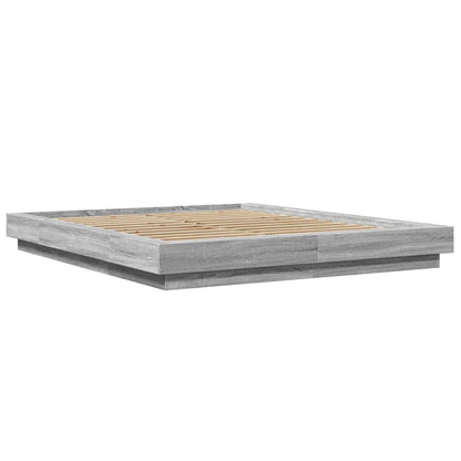 vidaXL Bed Frame with LED Lights without Mattress Grey Sonoma 150x200cm