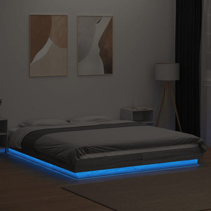 vidaXL Bed Frame with LED Lights without Mattress Grey Sonoma 150x200cm