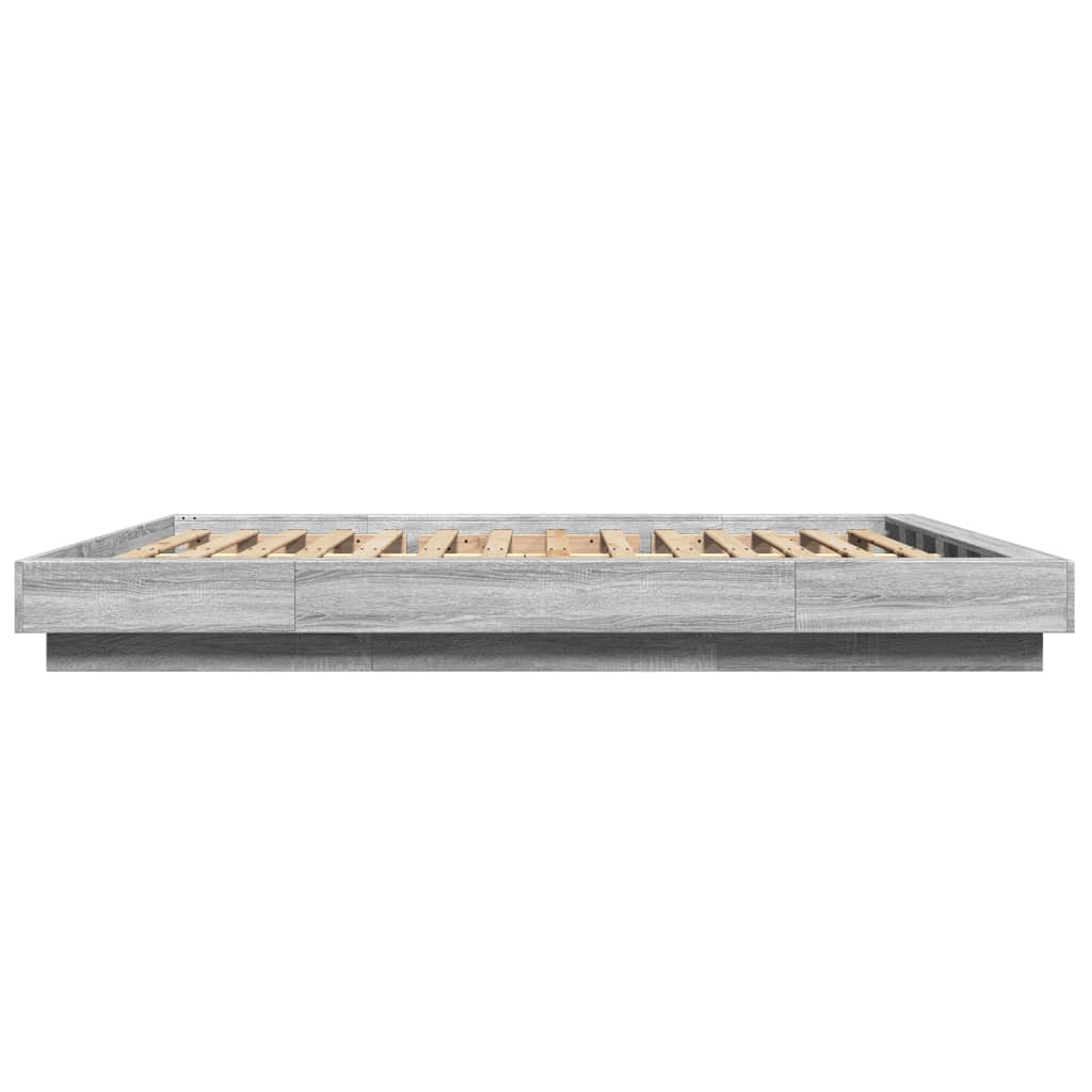 vidaXL Bed Frame with LED Lights without Mattress Grey Sonoma 150x200cm