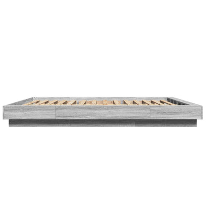 vidaXL Bed Frame with LED Lights without Mattress Grey Sonoma 150x200cm