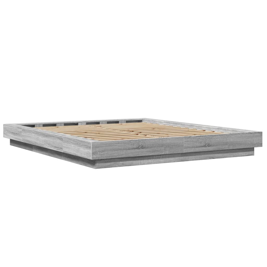 vidaXL Bed Frame with LED Lights without Mattress Grey Sonoma 150x200cm