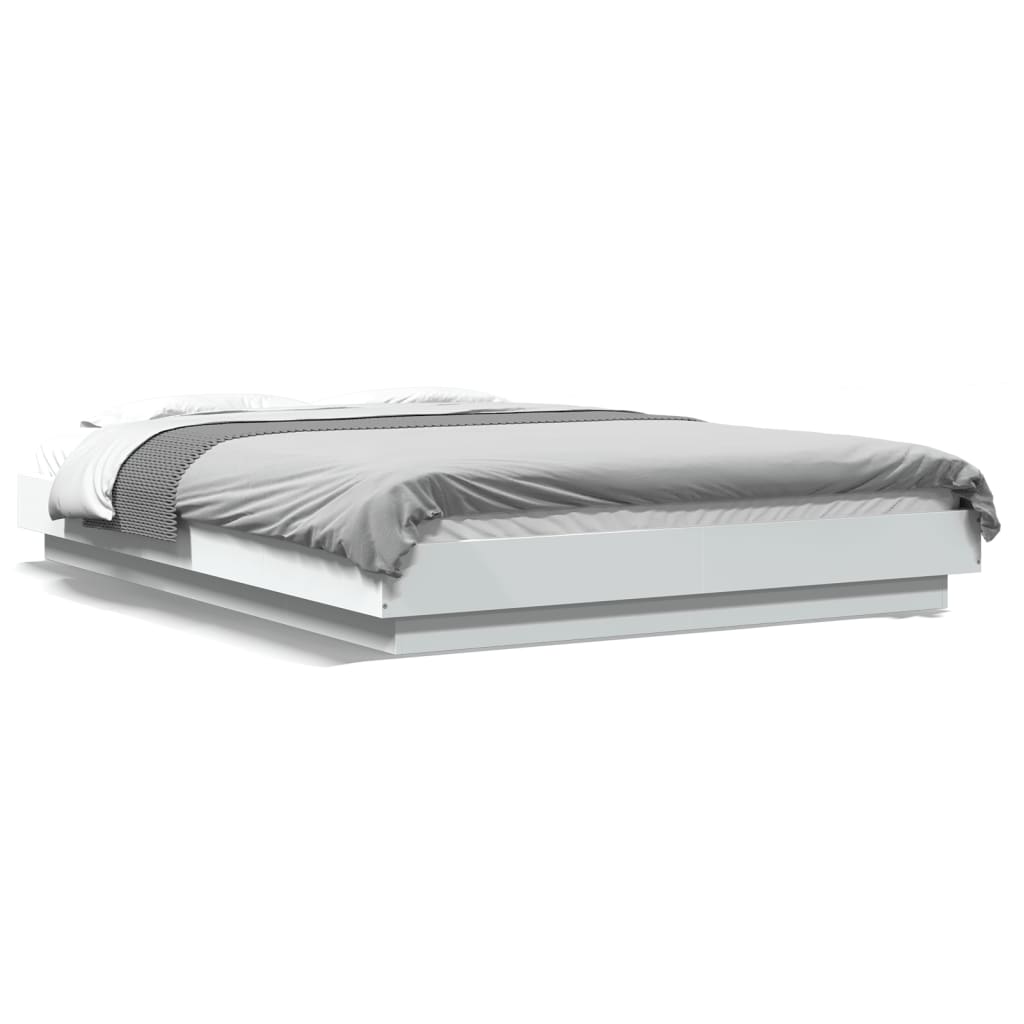 vidaXL Bed Frame with LED Lights without Mattress White 140x200cm