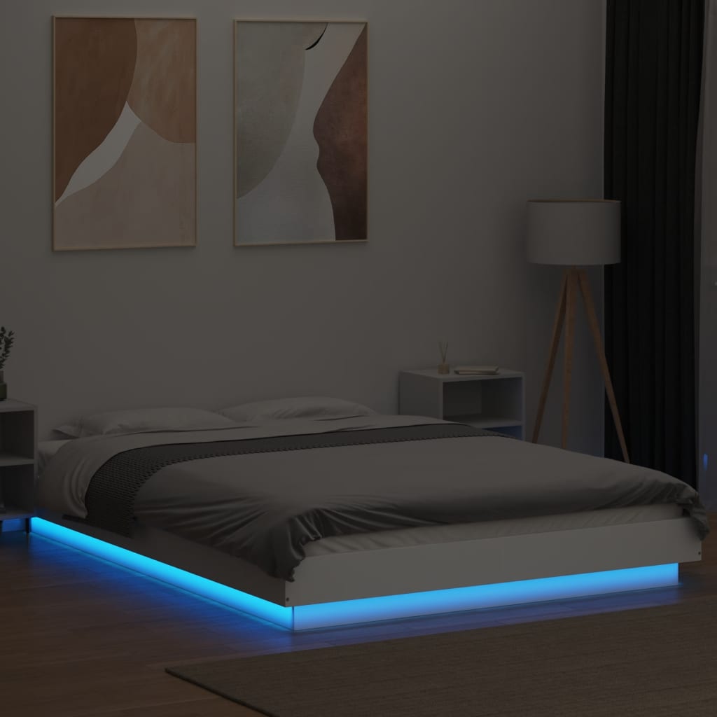 vidaXL Bed Frame with LED Lights without Mattress White 140x200cm