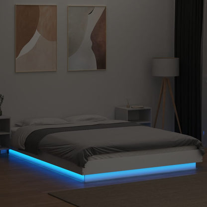 vidaXL Bed Frame with LED Lights without Mattress White 140x200cm