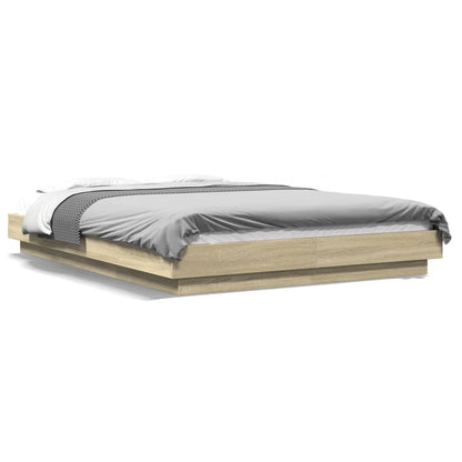 vidaXL Bed Frame with LED Lights without Mattress Sonoma Oak 140x200cm
